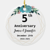Vijfde Jubileum voor bruiloft - Aangepaste namen e Keramisch Ornament (Achterkant)