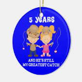 Vijfde Jubileum voor bruiloft Keramisch Ornament (Links)