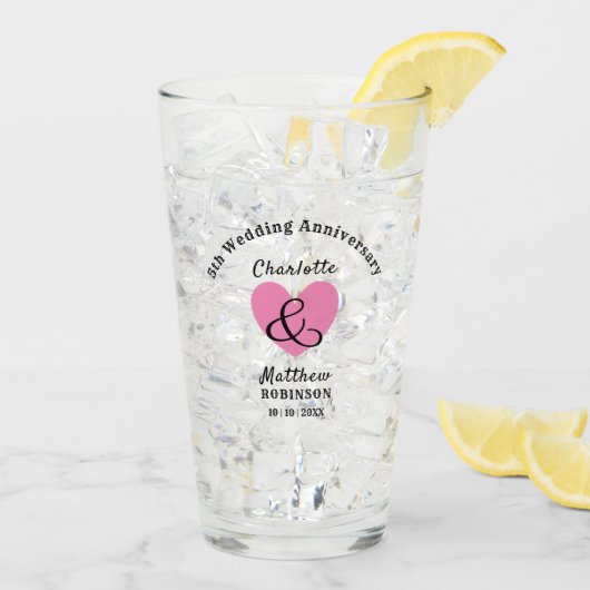 Vijfde Jubileum voor bruiloft - Speciaal gepersona Glas (Achterkant ijs)