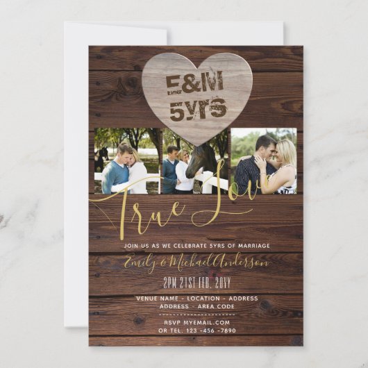 Vijfde Jubileum voor bruiloft - TOEVOEGDE FOTOS x  Kaart (Voorkant)