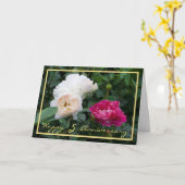 Vijfde Jubileum wil roomroze rozen Kaart (Gele Bloem)