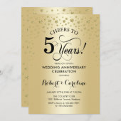 Vijfde jubileumfeest - Goud Zwart Kaart (Voorkant / Achterkant)