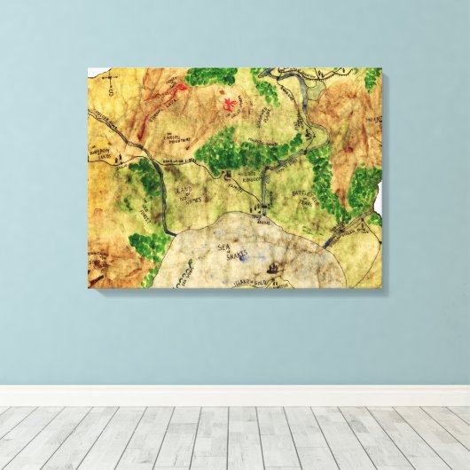 Vijfde kaart van het vergeten rijk canvas afdruk (Insitu (Houten vloer))