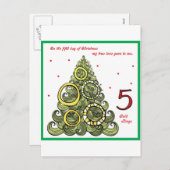 Vijfde Kerstdag Feestdagenkaart (Voorkant / Achterkant)