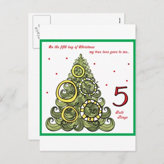 Vijfde Kerstdag Feestdagenkaart (Voorkant / Achterkant)