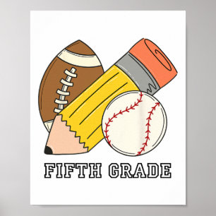 Vijfde klas 5e klas honkbal voetbal kinderen terug poster