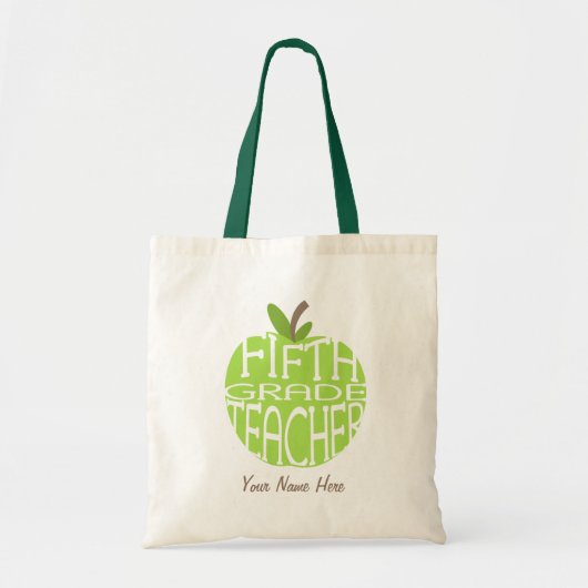 Vijfde klas-leerlingentas - groene appel tote bag (Voorkant)