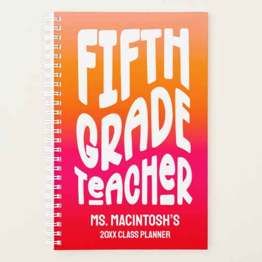 Vijfde Klas Leraar Oranje Rode Ombre Planner (Voorkant)