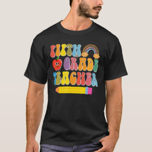 Vijfde klas leraar terug naar school retro groovy t-shirt