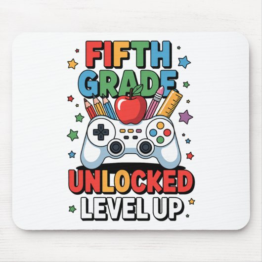 Vijfde klas ontgrendeld Level Up Videospel Eerste Muismat (Voorkant)