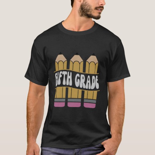 Vijfde klas potlood eerste dag van de school lerar t-shirt (Voorkant)