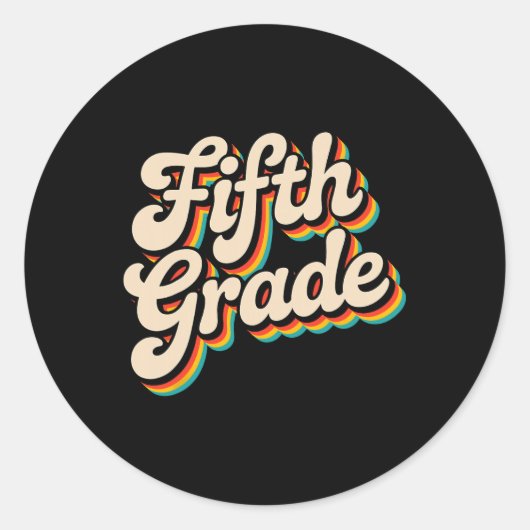 Vijfde klas retro leraar ronde sticker (Voorkant)