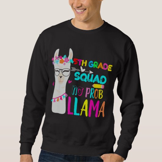 Vijfde klas squad geen probleem lama 5e klas terug trui (Voorkant)