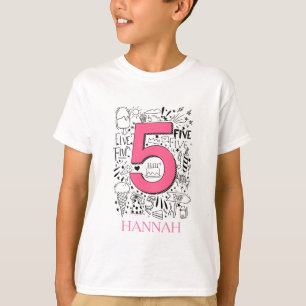 VIJFDE leeftijd 5e roze verjaardagskaart T-shirt