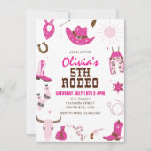 Vijfde Rodeo Heet Roze Western 5e Verjaardag Kaart (Voorkant)