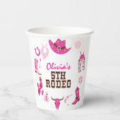 Vijfde Rodeo Roze Western Cowboy 5e Verjaardag Papieren Bekers (Voorkant)