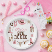 Vijfde Rodeo Roze Western Cowboy 5e Verjaardag Papieren Bordje (Feest)