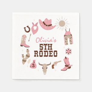 Vijfde Rodeo Roze Western Cowboy 5e Verjaardag Servet