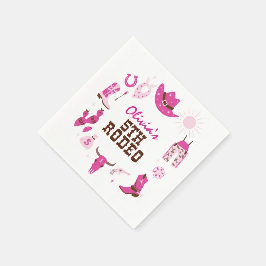 Vijfde Rodeo Roze Western Cowboy 5e Verjaardag Servet (Hoek)