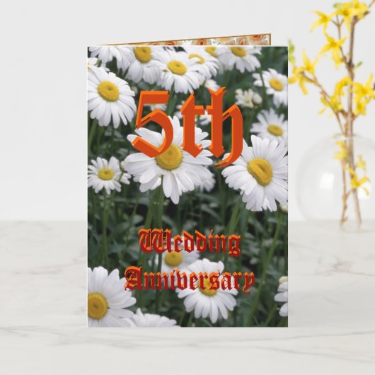 Vijfde trouwdag - Daisy Kaart (Gele Bloem)