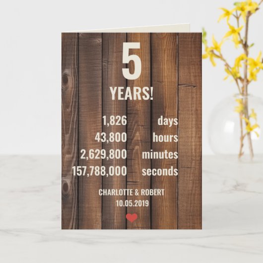 vijfde trouwdag kaart (Gele Bloem)