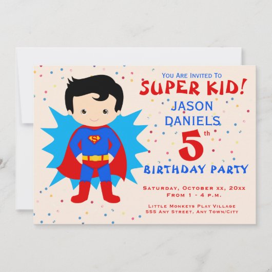 Vijfde uitnodiging van de Birthday Party - Super K (Voorkant)