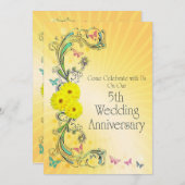 Vijfde uitnodiging voor de bruiloft Anniversay Par (Voorkant / Achterkant)