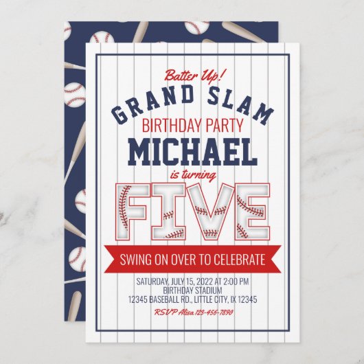 Vijfde uitnodiging voor de wedstrijd Baseball (Voorkant / Achterkant)