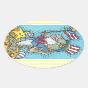 VIJFDE VAN JULI VISSEN EN STICKERS VAN STARVIS Ova