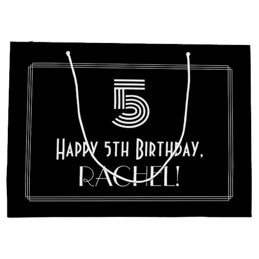 Vijfde verjaardag — Art Deco Geïnspireerde look "5 Groot Cadeauzakje (Achterkant)