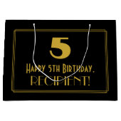 Vijfde verjaardag — Art Deco Geïnspireerde look "5 Groot Cadeauzakje (Voorkant)