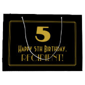 Vijfde verjaardag — Art Deco Geïnspireerde look "5 Groot Cadeauzakje (Achterkant)