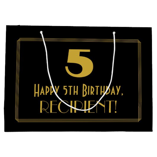 Vijfde verjaardag — Art Deco Geïnspireerde look "5 Groot Cadeauzakje (Achterkant)