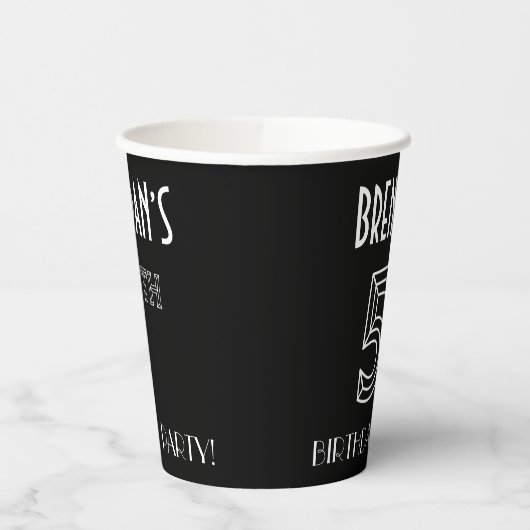 Vijfde verjaardag: Art Deco Style + aangepaste naa Papieren Bekers (Links)