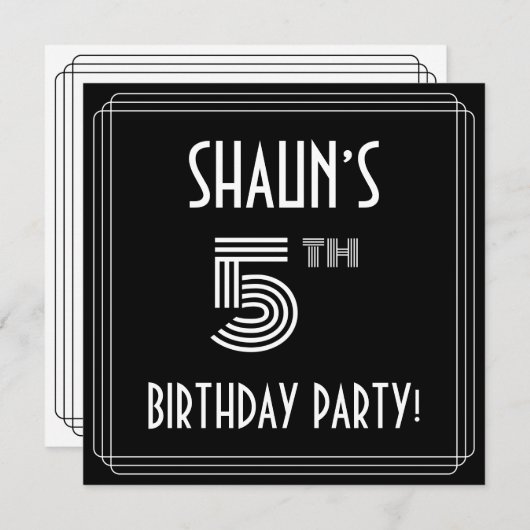 Vijfde verjaardag: Art Deco Style met aangepaste n Kaart (Voorkant / Achterkant)