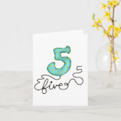 Vijfde verjaardag ballon kaart (Gele Bloem)