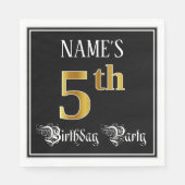 Vijfde verjaardag: Fancy script, Faux Gold Kijk Servet (Voorkant)