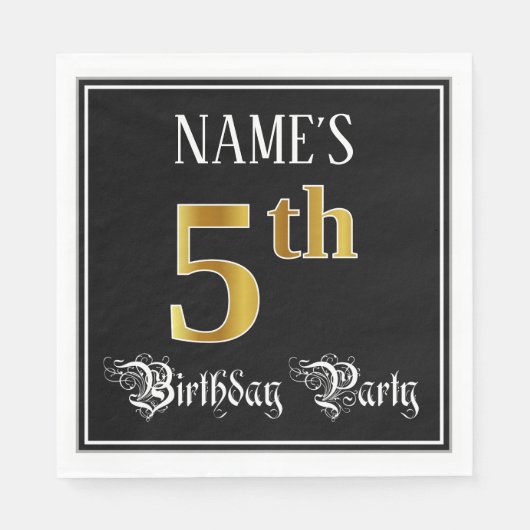 Vijfde verjaardag: Fancy script, Faux Gold Kijk Servet (Voorkant)