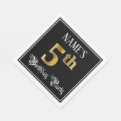 Vijfde verjaardag: Fancy script, Faux Gold Kijk Servet (Hoek)