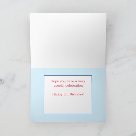 Vijfde verjaardag Gepersonaliseerde Kaart! Kaart (Binnen)