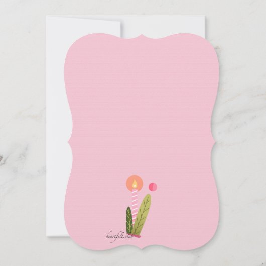 Vijfde verjaardag in roze kaart (Achterkant)