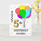 Vijfde verjaardag Kaart met ballonvulling (Gele Bloem)