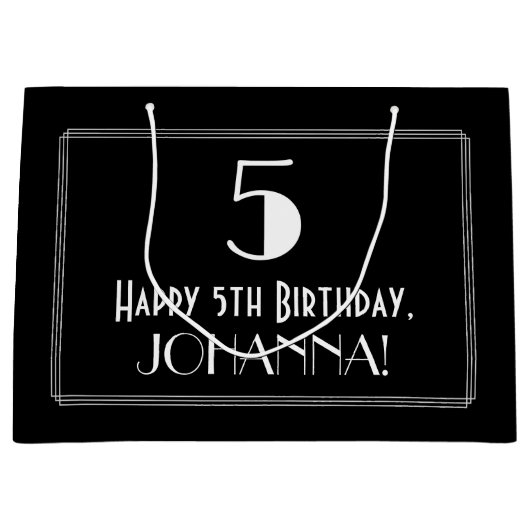 Vijfde verjaardag: Kunst Deco Geïnspireerde stijl  Groot Cadeauzakje (Voorkant)