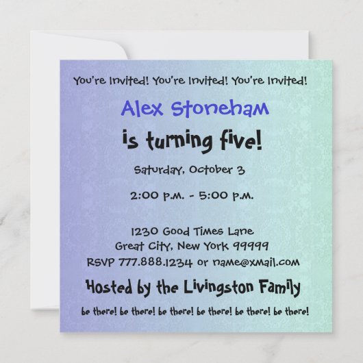 Vijfde verjaardag Moderne Blauw en Zwart W689E Kaart (Achterkant)