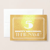 Vijfde verjaardag: Naam + Art Deco Geïnspireerde l Folie Kaarten (Voorkant met envelop)