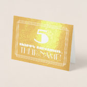 Vijfde verjaardag: Naam + Art Deco Geïnspireerde l Folie Kaarten (Voorkant)