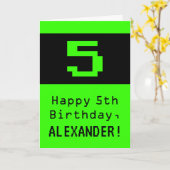 Vijfde verjaardag: Nerdy / Geeky Style "5" en Naam Kaart (Gele Bloem)