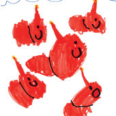 Vijfde verjaardag Oranje vis Cartoon onder het Zee Kaart