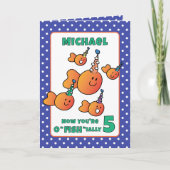 Vijfde verjaardag Oranje vis Cartoon onder het Zee Kaart (Voorkant)