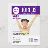 vijfde verjaardag paarse meisjes PERSONALIZE Kaart (Voorkant)